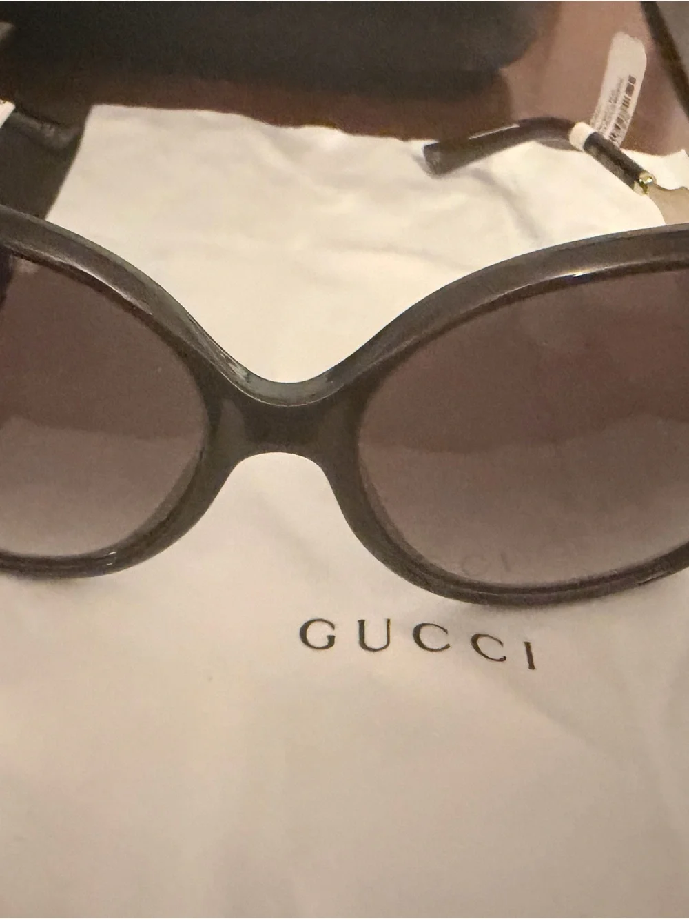 Gucci Women's Black Frame Sunglasses with Dark Gradient Lenses